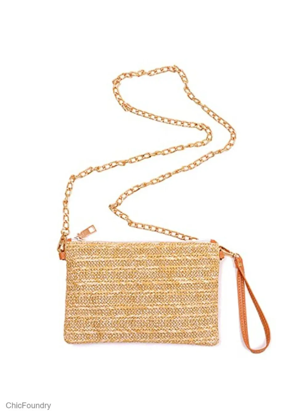 Straw Wristlet Crossbody Bag Clutch Purse Woven Handbag